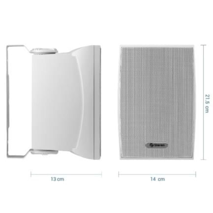 Juego de Bafles Steren de 2 Vías 600W PMPO Tipo Satelital Uso Interno/Externo/Intemperie Color Blanco
