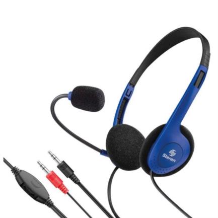Audífonos Steren Para Computadora 18m Micrófono Integrado Color Negro con Azul