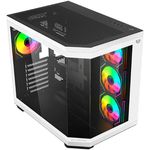 68854 - Gabinete Gamer Balam Rush Media Torre Tank Master 9600TB Max MB ATX Ultra Wides/USB-C/USB 3/Audio Fan ARGB Blanco- Negro