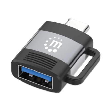 61132 - Adaptador Manhattan USB-C a USB-A V3 2 Aluminio Color Negro-Gris Espacial