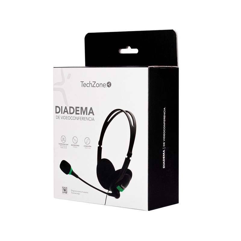 DIADEMA CON MICROFONO TECHZONE CABLE 15M 35MM WIN MAC ANDROID