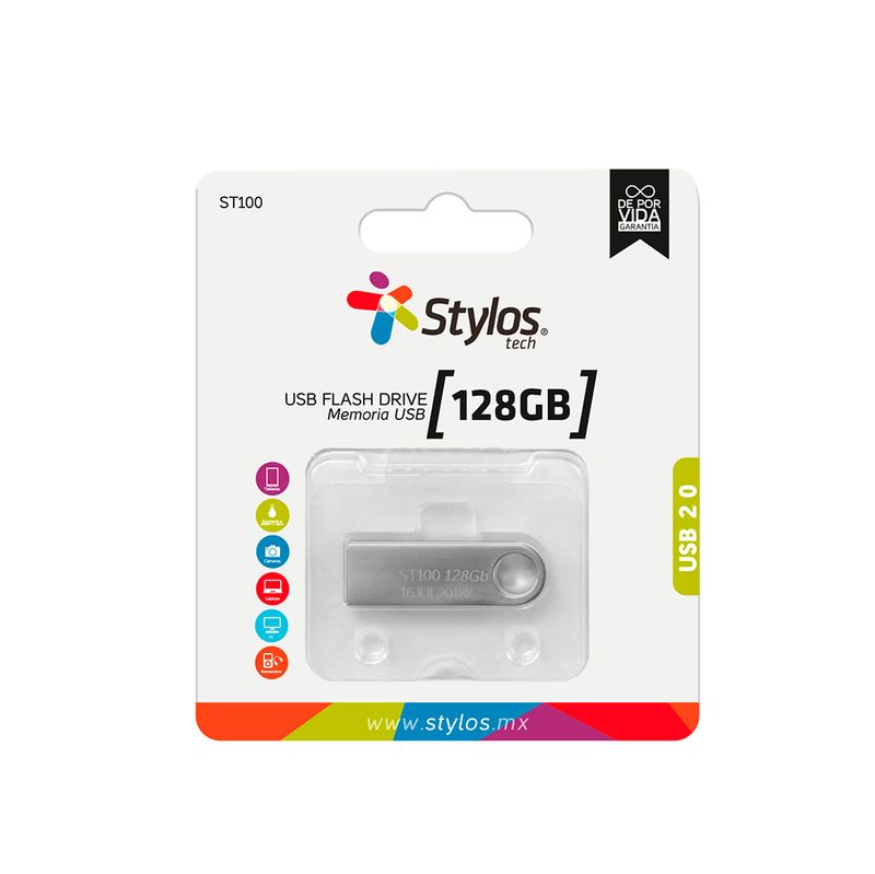 MEMORIA USB 128GB 20 STYLOS METALICA