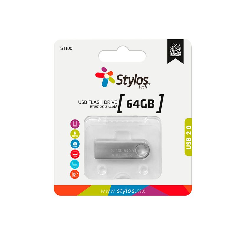 MEMORIA USB 64GB 20 STYLOS METALICA