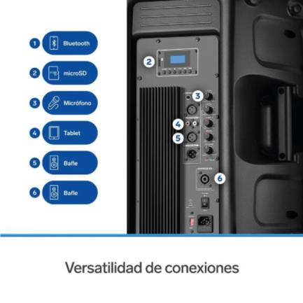 74859 - Bafle Steren Semi Profesional 15" Bluetooth/MP3/Aux/Micrófono 3000 W PMPO Color Negro