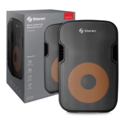 74861 - Bafle Steren Semi Profesional 15" Bluetooth/MP3/Aux/Micrófono 3000 W PMPO Color Negro