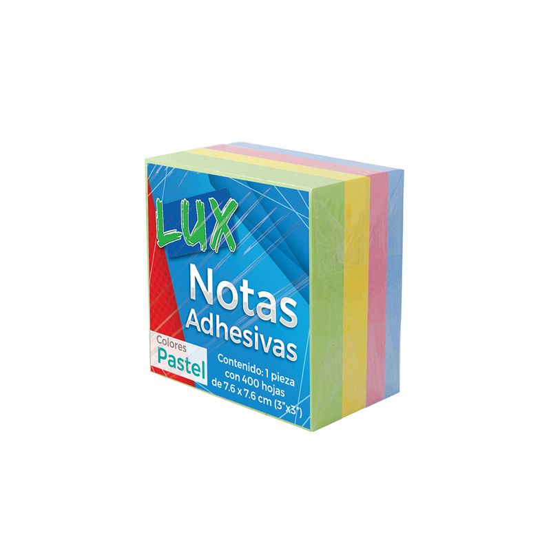 76686 - NOTAS ADHESIVAS LUX 3X3 CUBO PASTEL C/400H
