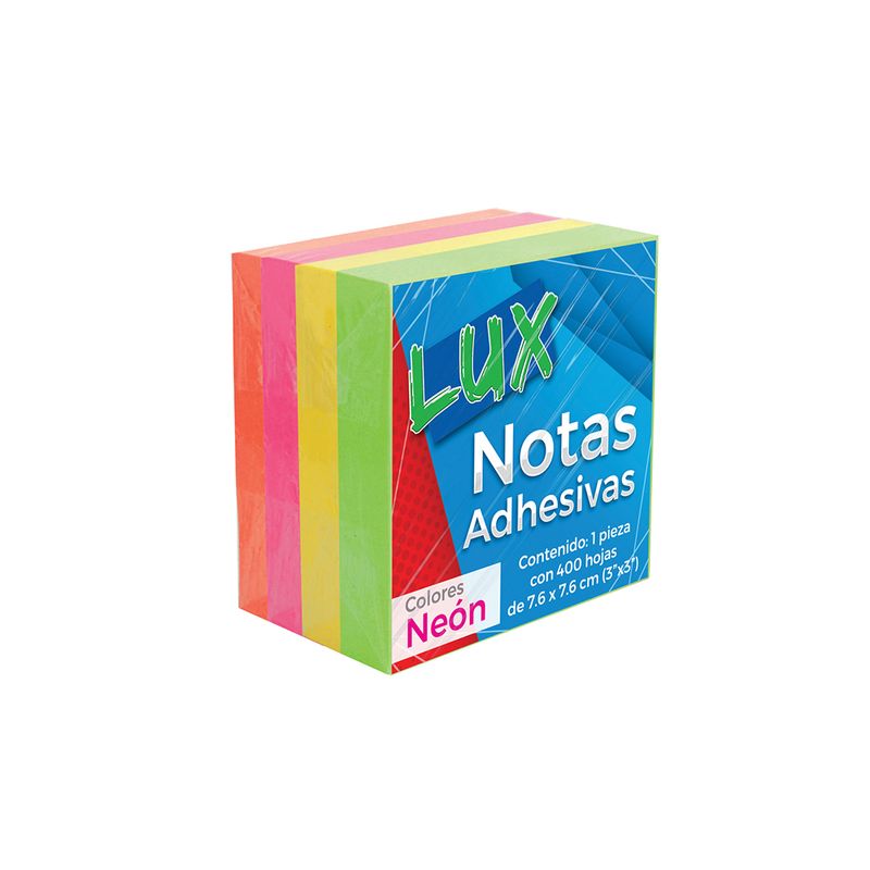 76685 - NOTAS ADHESIVAS LUX 3X3 CUBO NEON C/400H