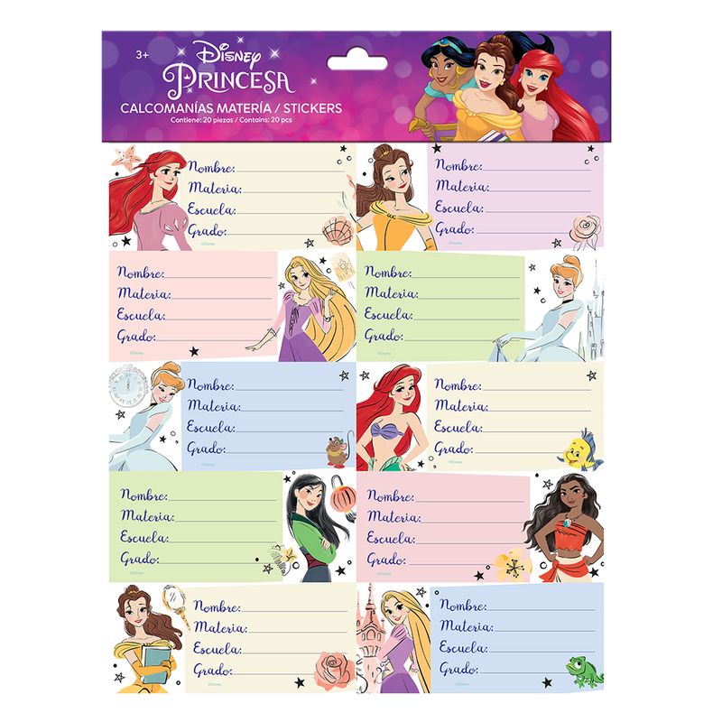 ETIQUETA ESCOLAR PRINCESAS C/20 PIEZAS