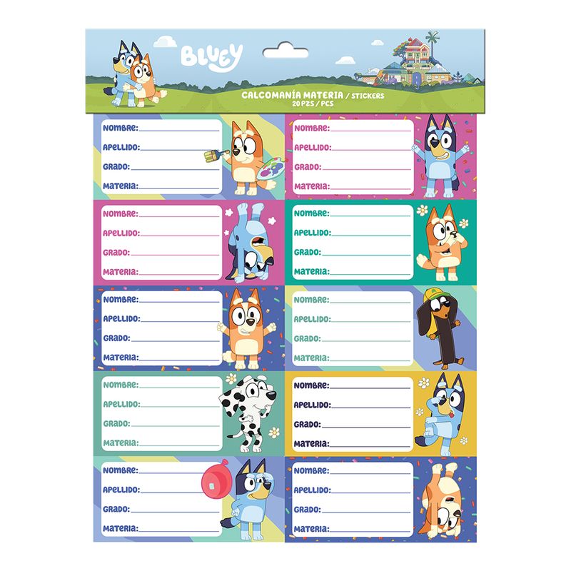 ETIQUETA ESCOLAR BLUEY C/20 PIEZAS