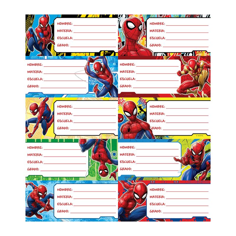 ETIQUETA ESCOLAR SPIDERMAN CLASICO C/20 PIEZAS