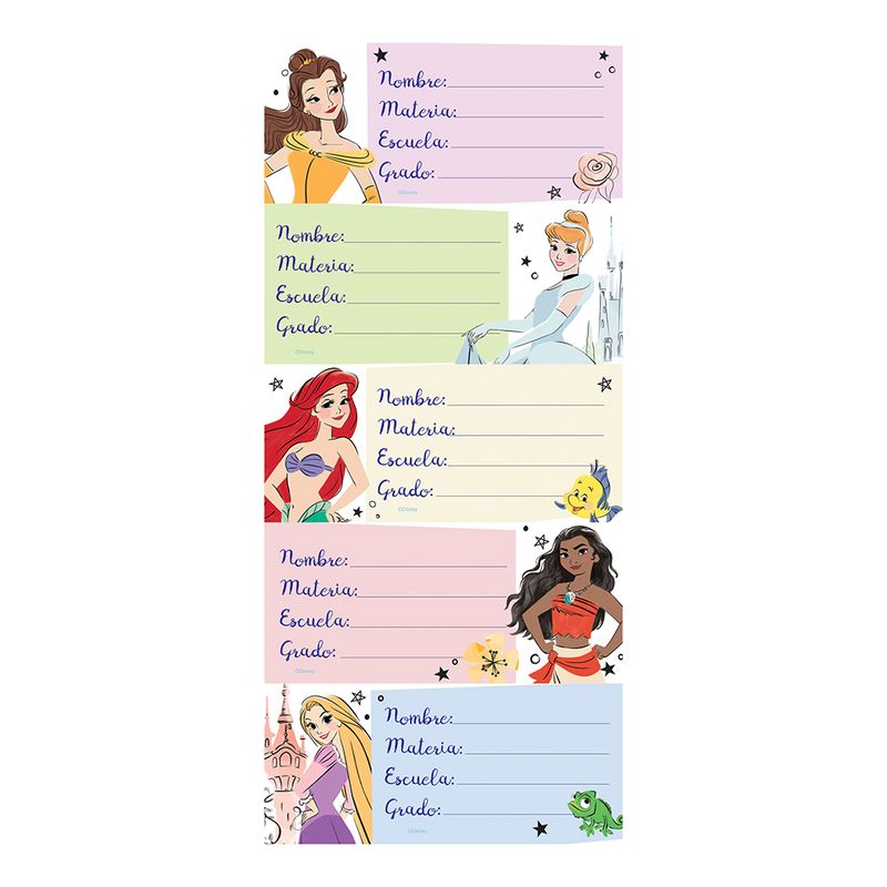 ETIQUETA ESCOLAR PRINCESAS C/20 PIEZAS