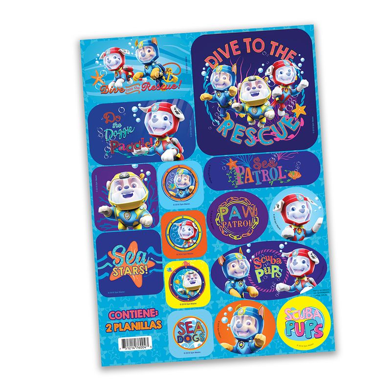 STICKERS PAW PATROL C/2 PLANILLAS