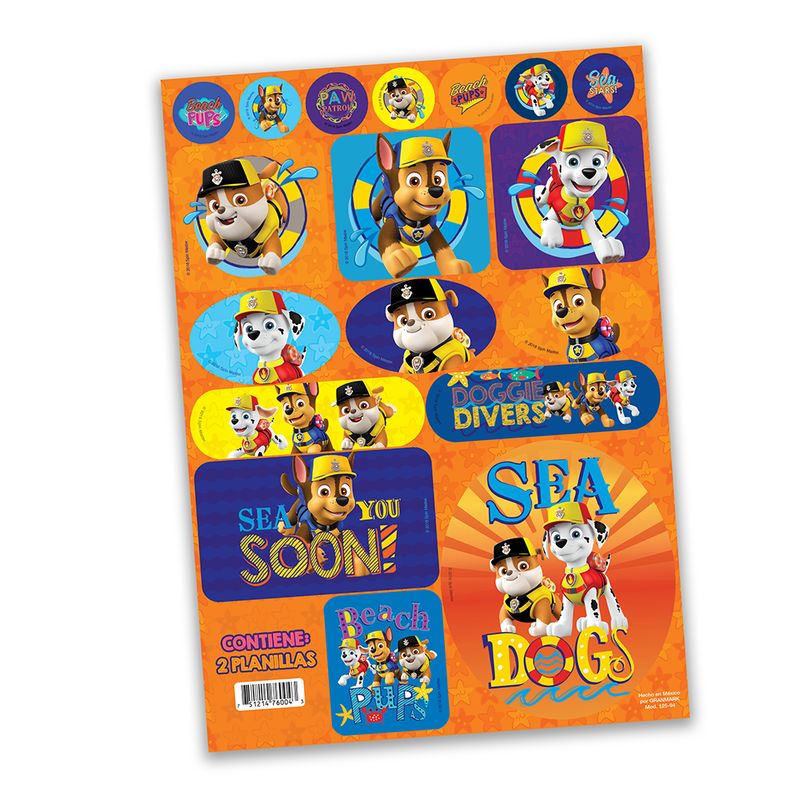 STICKERS PAW PATROL C/2 PLANILLAS
