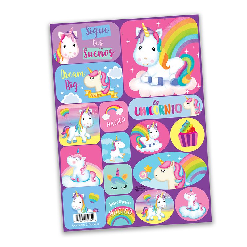 STICKERS UNICORNIO C/2 PLANILLAS