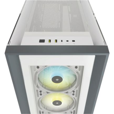 68692 - Gabinete Corsair ICUE 5000X RGB Media Torre EATX ATX mATX ITX Cristal Templado Color Blanco 3xFan RGB Sin Fuente