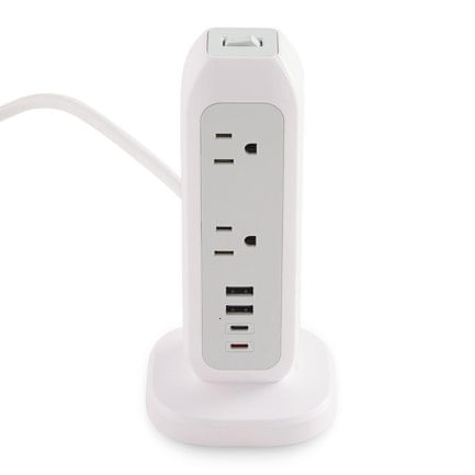 75990 - Torre Multicontacto Verbatim con 11 Tomas de Corriente y Protección contra Sobrecarga Puertos 2xUSB-C 2xUSB-A