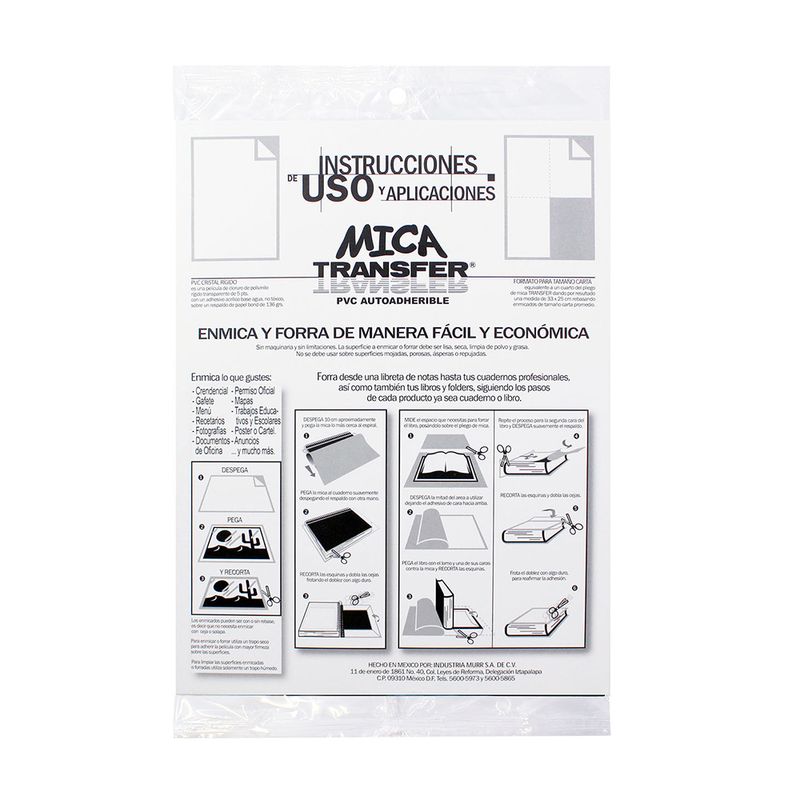 44369 - MICA ADHERIBLE CARTA 33x25cm Paquete:10Hjs