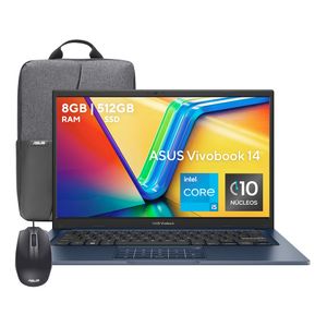 Laptop Asus Vivobook F1404Va-Nk1054W 14" Fhd, Core I5-1334U, 8Gb Ram, 512Gb Ssd, Win11Home Incluye Backpack Y Mouse 90Nb10I1-M019C0