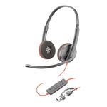 77400 - AUDIFONOS DIADEMA CON MICROFONO HP POLY BLACKWIRE 3220 USB-C, CON ADAPTADOR USB-A