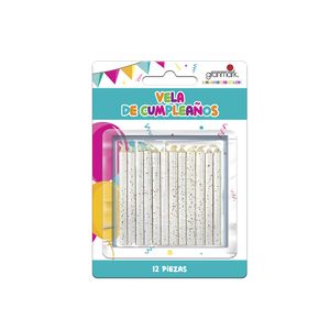 Vela Glitter Blanca C/12 Pzas 8873/2