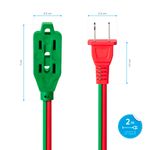 78224 - EXTENSION ELECTRICA DOMESTICA DE 2 MTS STEREN, 3 ENTRADAS, VERDE-ROJO