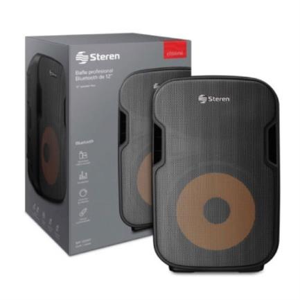 73845 - Bafle Steren Semi Profesional 12" Bluetooth/MP3/Aux/Micrófono 2300 W PMPO Color Negro