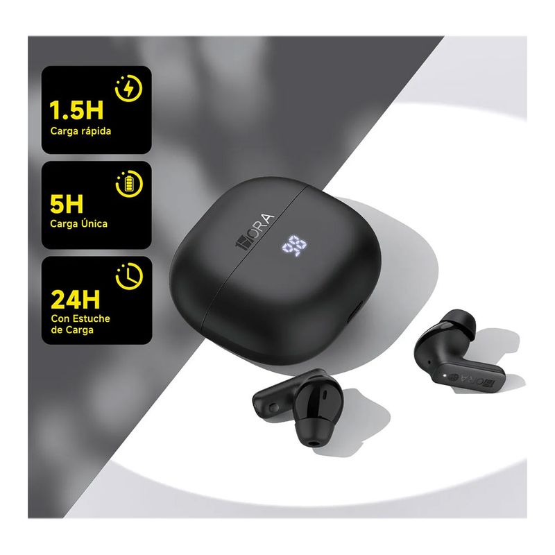 78983 - AUDIFONOS INALAMBRICOS BLUETOOTH 1HORA AUT211, NEGRO
