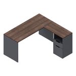 81866 - ESCRITORIO EN L CON ARCHIVERO IZQ/DERC  1 50 MT NOGAL GRIS OXFORD