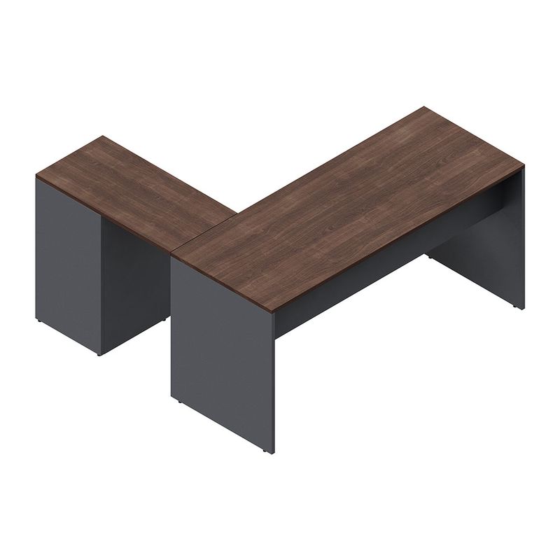 81867 - ESCRITORIO EN L CON ARCHIVERO IZQ/DERC  1 50 MT NOGAL GRIS OXFORD