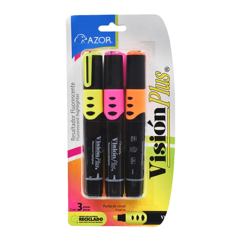 77489 - MARCATEXTOS SURTIDOS VISION PLUS AZOR BLT CON 3 PIEZAS