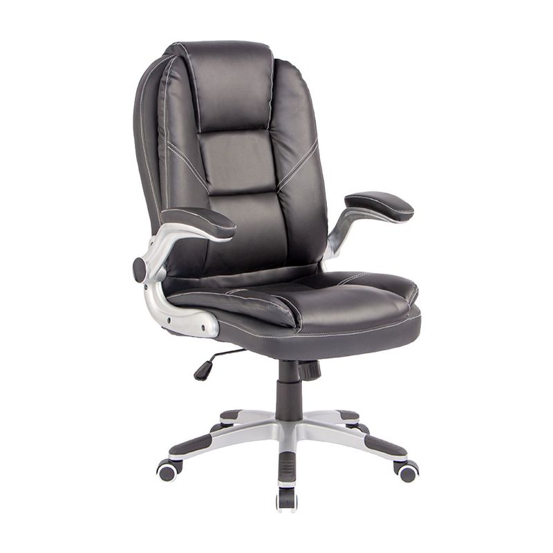 81918 - SILLON EJECUTIVO RESP ALTO VINIPIEL GOLDEN NEGRO C/ BRAZOS ABATIBLES