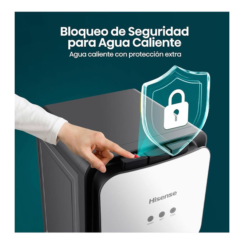 82006 - DISPENSADOR DE AGUA FRIA Y CALIENTE DE PISO HISENSE NEGRO/PLATA, COMPRESOR, GARRAFON OCULTO