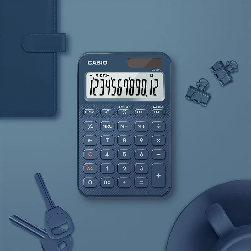 82283 - CALCULADORA ESCRITORIO CASIO MS-20YC-NY 12DIG SOLAR/BATERIA AZUL