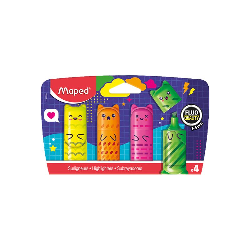 82299 - MARCADOR RESALTADOR MINI FLOW KAWAII C/4