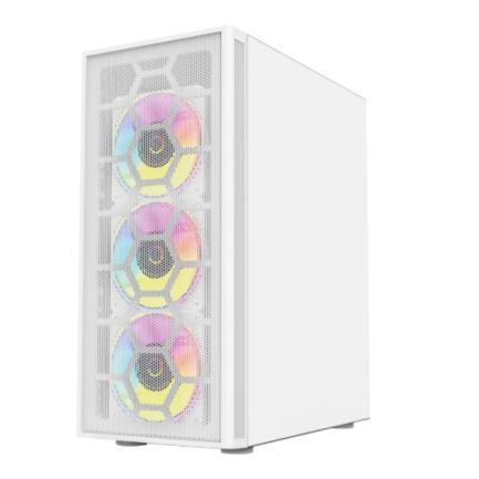 71141 - Gabinete Gamer Balam Rush Media Torre Dragonfly II Mesh GM740 ATX Panel Izq Cristal Frente Malla USB 3 0/4Fan RGB Blanco