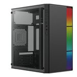 69557 - Gabinete Acteck Mini Torre Fusion II GI440 Max MB M-ATX Fuente ATX Plus 500w Panel Izq Acrilico  Frente Solido RGB Vertical 1xUSB 3 0 Advanced Series Negro