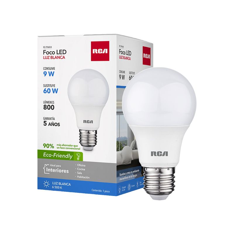82288 - FOCO LED LUZ BLANCA 9W, 800 LUMENES, RCA