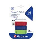 77432 - KIT 3 MEMORIAS USB 16GB VERBATIM USB 2 0 STORE 'N' GO