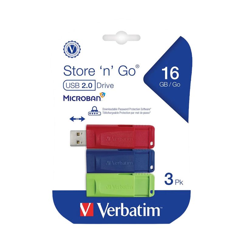 77432 - KIT 3 MEMORIAS USB 16GB VERBATIM USB 2 0 STORE 'N' GO
