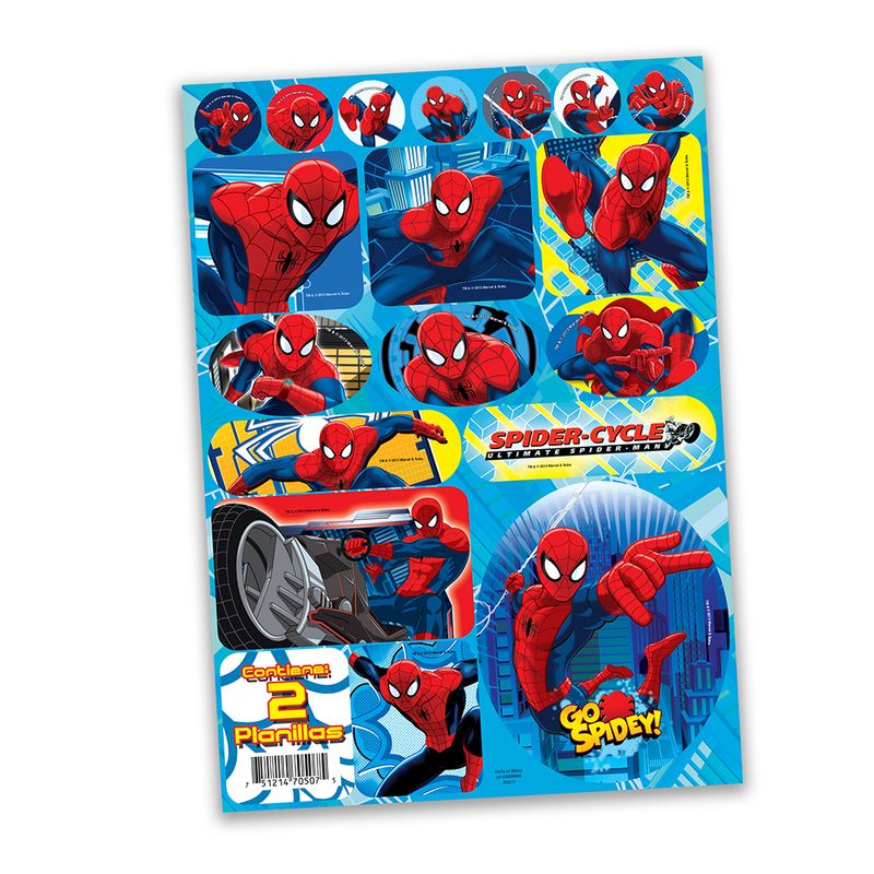 77058 - STICKERS SPIDERMAN CLASICO C/2 PLANILLAS