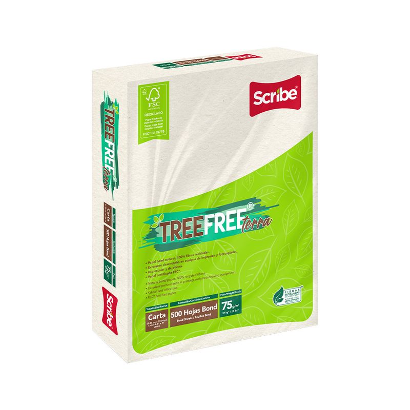 76620 - PAPEL NATURAL BOND CARTA TREE FREE TERRA 75 GRS C/500