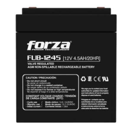 85218 - Batería Forza FUB-1245 Sellada de Plomo-Ácido Recargable 12V 4 5Ah AGM Sin Mantenimiento Negro