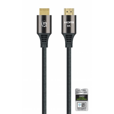 84763 - Cable Manhattan HDMI Certificado Ultra Alta Velocidad 8K a 60Hz/4K a 120Hz C/Ethernet 2m Color Negro