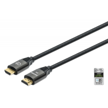 84765 - Cable Manhattan HDMI Certificado Ultra Alta Velocidad 8K a 60Hz/4K a 120Hz C/Ethernet 2m Color Negro