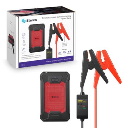 85078 - Arrancador Steren para Auto Compacto o SUV Power Bank Linterna LED