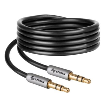 84913 - Cable Auxiliar Steren Plug a Plug 3 5mm Ultradelgado Conectores Reforzados 90cm