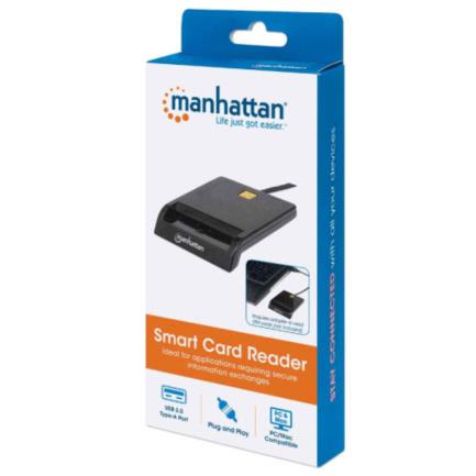 84672 - Lector Tarjetas Manhattan Inteligente USB por Contacto Externo Color Negro