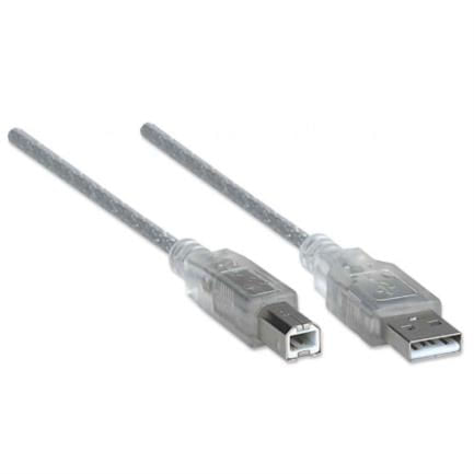 84295 - Cable Manhattan USB A-B 2 0 Alta Velocidad 4 5m Color Plata