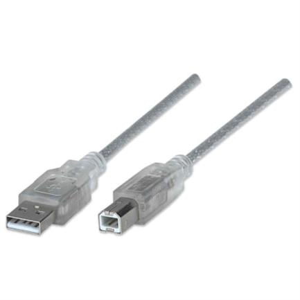 84296 - Cable Manhattan USB A-B 2 0 Alta Velocidad 4 5m Color Plata