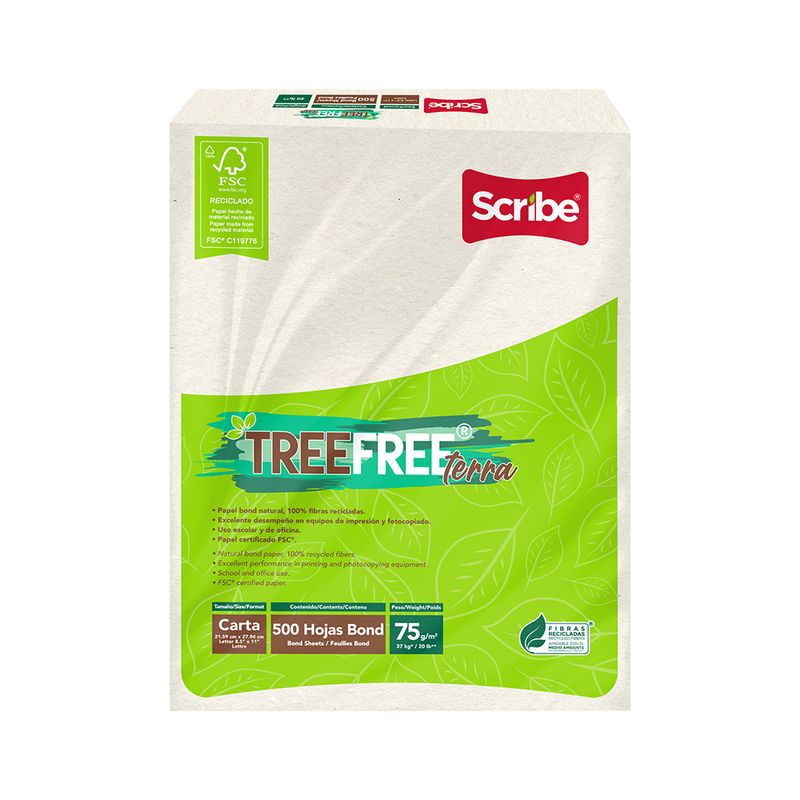 83991 - PAPEL NATURAL BOND CARTA TREE FREE TERRA 75 GRS C/500